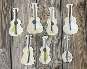 7 Guitar Music Instrument Iron-On Cotton Fabric Appliques