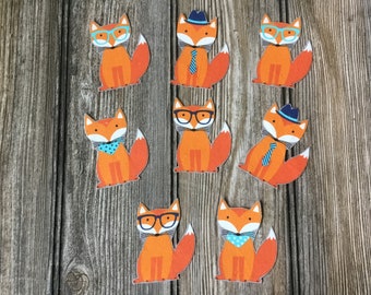8 Adorable Orange Fox Animal Iron-On Cotton Fabric Appliques