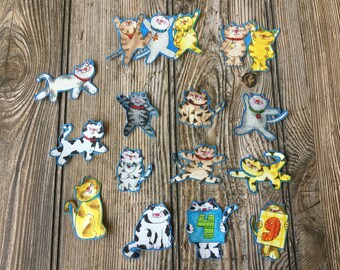 14 Whimsical Cute Kitten Cat Iron-On Cotton Fabric Appliques