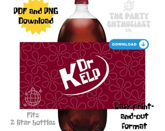 Etiqueta imprimible para botella de jugo Dr. Kelp bajo el mar de 2 l/1 galón