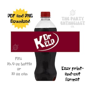 Dr. Kelp Under the Sea Soda Label 16.9oz Bottle/10oz Can Size