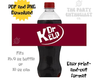 Dr. Kelp Under the Sea Soda Label 16.9oz Bottle/10oz Can Size