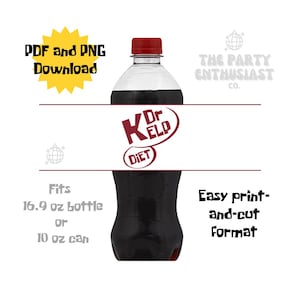 Diet Dr. Kelp Under the Sea Soda Label 16.9oz Bottle/10oz Can Size