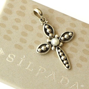 Silpada Sterling Silber und Perle Kreuz Anhänger 925