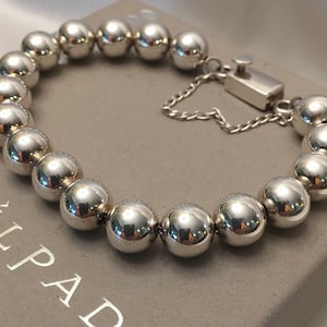 Silpada 925 Sterling Silber Perlenarmband 10mm Ball Bead Armband Box Verschluss seltene Silpada im Ruhestand