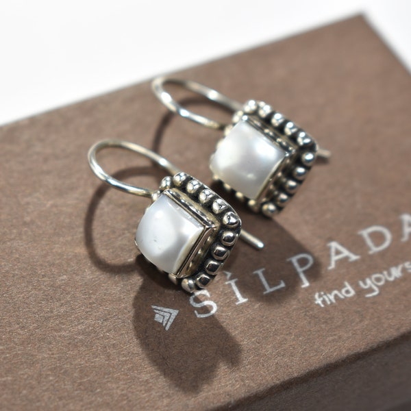 Silpada RARE Button Pearl Framed Earrings