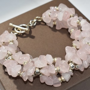 Silpada RARE Rose Quartz Sterling Silver Toggle Clasp Bracelet