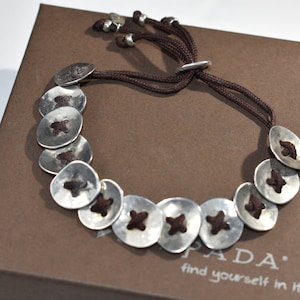 Silpada BUTTON UP Bracelet Sterling Silver Adjustable