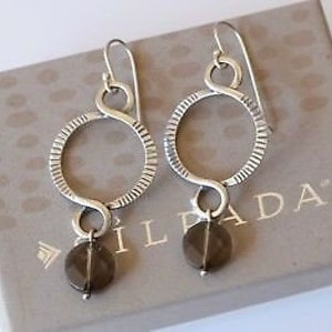 Silpada Sterling Silver Faceted Brown Smoky Quartz Dangle Earrings Retired