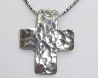 SILPADA Oxidized 925 Sterling Silver Hammered Cross Pendant On A Woven Chain Necklace N0732