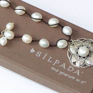 Silpada Sterling Silber Anhänger Rhyannon Perle Halskette 925 Vintage