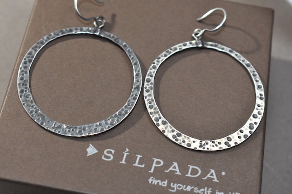 SILPADA .925 Sterling Silver Textured Large Hoop Earrings View 4