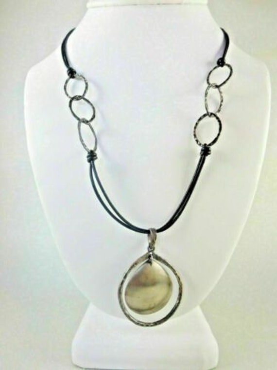 Silpada Sterling Silver Leather Disc Necklace Ret… - image 9
