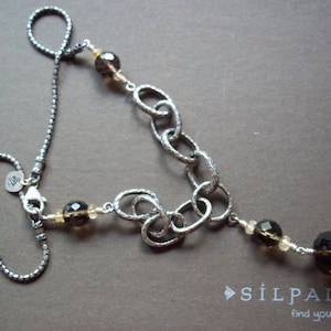 Silpada Smoky Quartz Citrine 17 in Necklace Sterling Silver