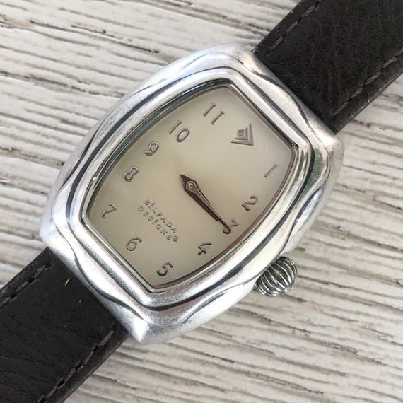 Silpada Brown Leather Band Wrap Watch Band Stainless Steel Silpada Brown Leather Band Wrap Watch Band Stainless Steel