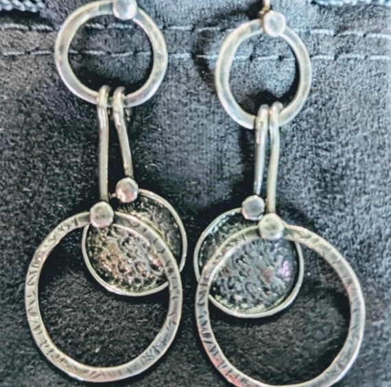 Silpada Circle Disk Dangle Drop Hammered Oxidized… - image 2