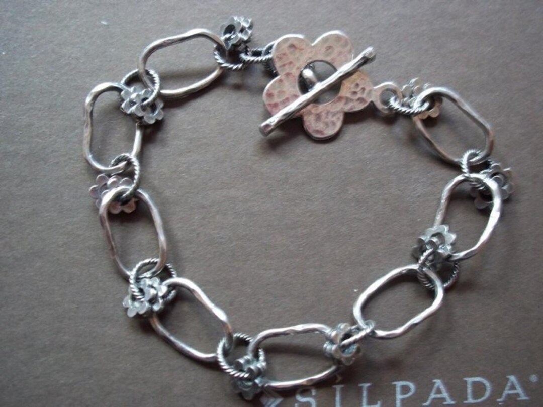 Silpada 925 Sterling Silver Flowering Links Bracelet B1555