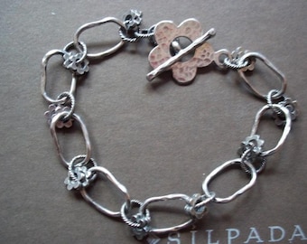 Silpada 925 Sterling Silver Flowering Links Bracelet B1555