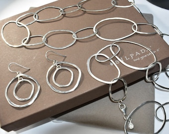 Silpada SET 925 Sterling Silver Link Bubble Up Necklace N2148 and Earrings W2141