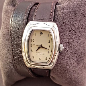 Bracelet de montre en cuir marron Silpada, plaque arrière en acier inoxydable
