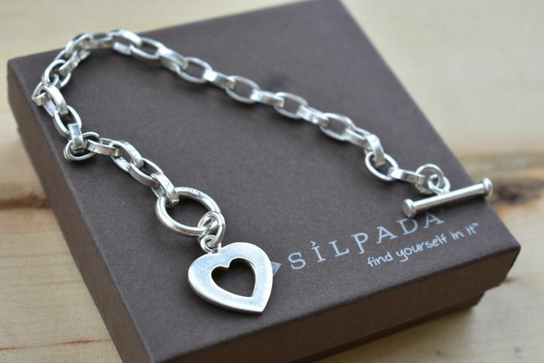 Silpada 925 Sterling Silver Heart Cut Out Oval Link Rolo  display picture 1