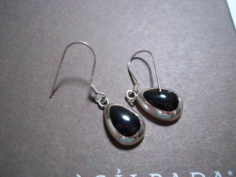 Orecchini A Goccia Silpada Argento 925 Con Ossidiana Nera - Ganci Francesi W0084
