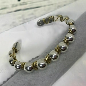 Silpada 925 Sterling Silver Brass Wire Wrapped Beaded Cuff Bracelet B0521