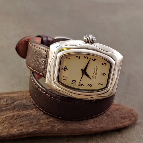 Silpada Make It Happen Watch Leather Strap Silpada Brown Leather Band Wrap Watch Band Stainless Steel  main image 3