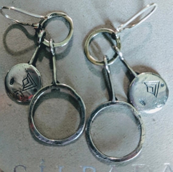 Silpada Circle Disk Dangle Drop Hammered Oxidized… - image 6