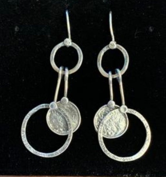 Silpada Circle Disk Dangle Drop Hammered Oxidized… - image 8