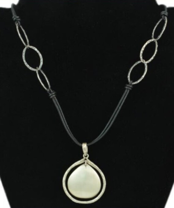 Silpada Sterling Silver Leather Disc Necklace Ret… - image 8