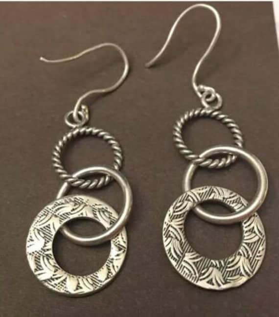 Silpada Sterling Silver Earrings Oxidized Triple T