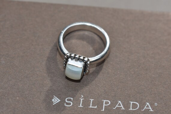 Silpada Size 6 Sterling Silver Button Frame Pearl… - image 2