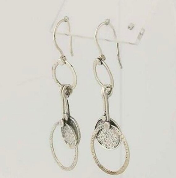 Silpada Circle Disk Dangle Drop Hammered Oxidized… - image 5