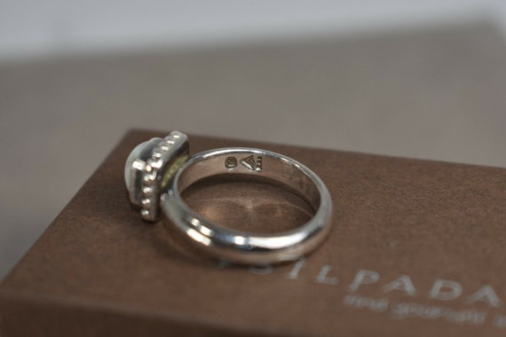 Silpada Size 6 Sterling Silver Button Frame Pearl… - image 6