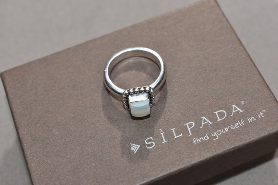 Silpada Size 6 Sterling Silver Button Frame Pearl… - image 4
