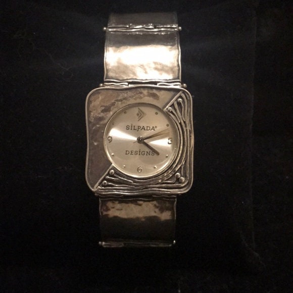 Silpada 925 Sterling Silver Watch Square Panel Hinged Safety 