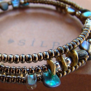 Silpada Armband Sterling Silber Wickelarmband Bronze Abalone Muschel Ruhestand