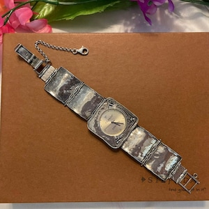 Silpada 925 Sterling Silver Watch Square Panel Hinged Safety Clasp Working