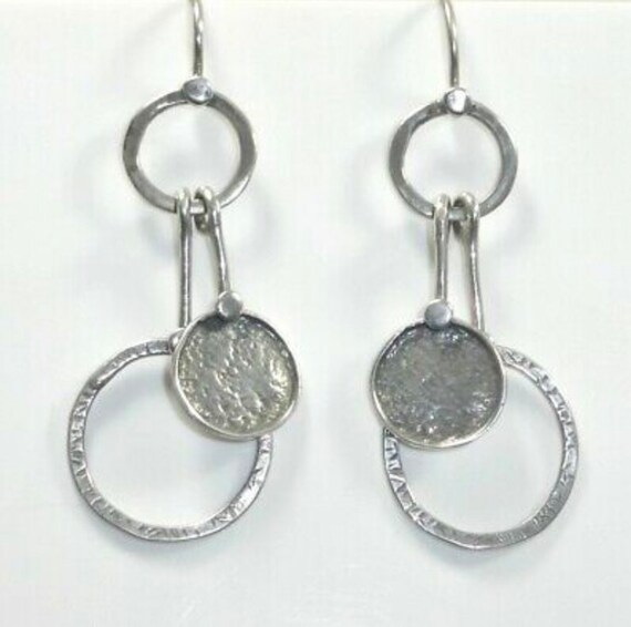Silpada Circle Disk Dangle Drop Hammered Oxidized… - image 7
