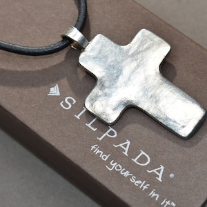 Silpada Retired Cross Pendant On Leather Necklace