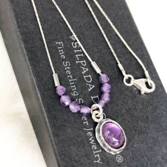 N1282 Silpada Retired Sterling Silver Amethyst Ne… - image 8