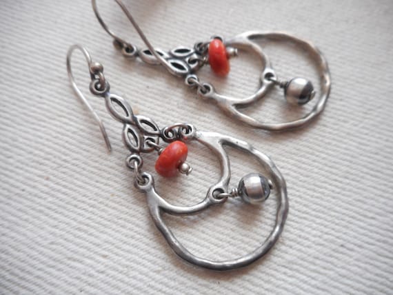 Silpada Coral Sterling Silver Earrings .925 Orange Red Sponge Etsy Australia