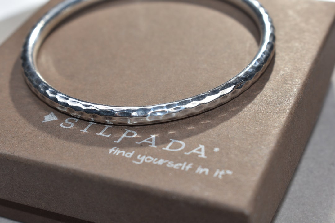 Silpada Sterling Silver Hammered Bangle Bracelet Retired Etsy