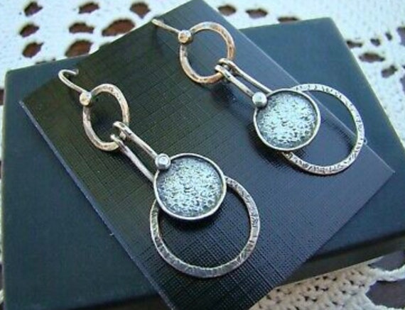 Silpada Circle Disk Dangle Drop Hammered Oxidized… - image 9