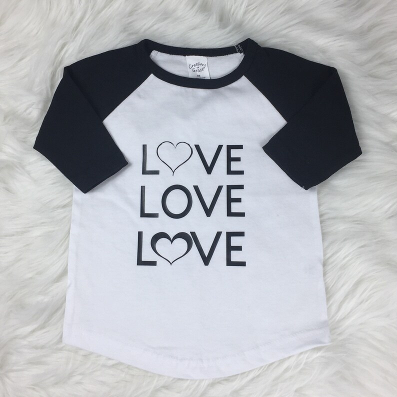 Baseball Tee Raglan Valentine Day Tee Black Raglan Tee Black Valentine/'s Day Bodysuit Kids Shirts Love Valentine Day T Shirt