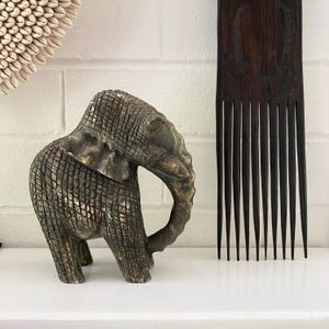 African Elephant Sculpture - Vintage African Art - Hand carved Elephant Figure - African Wildlife Art