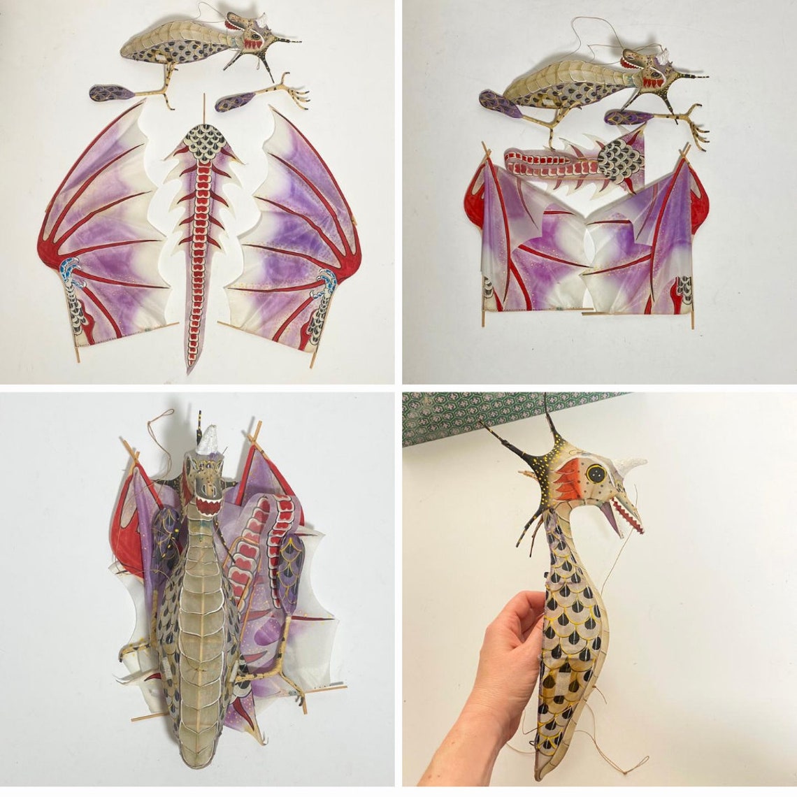 Beautiful Vintage Chinese Dragon Kite Hand Painted Etsy