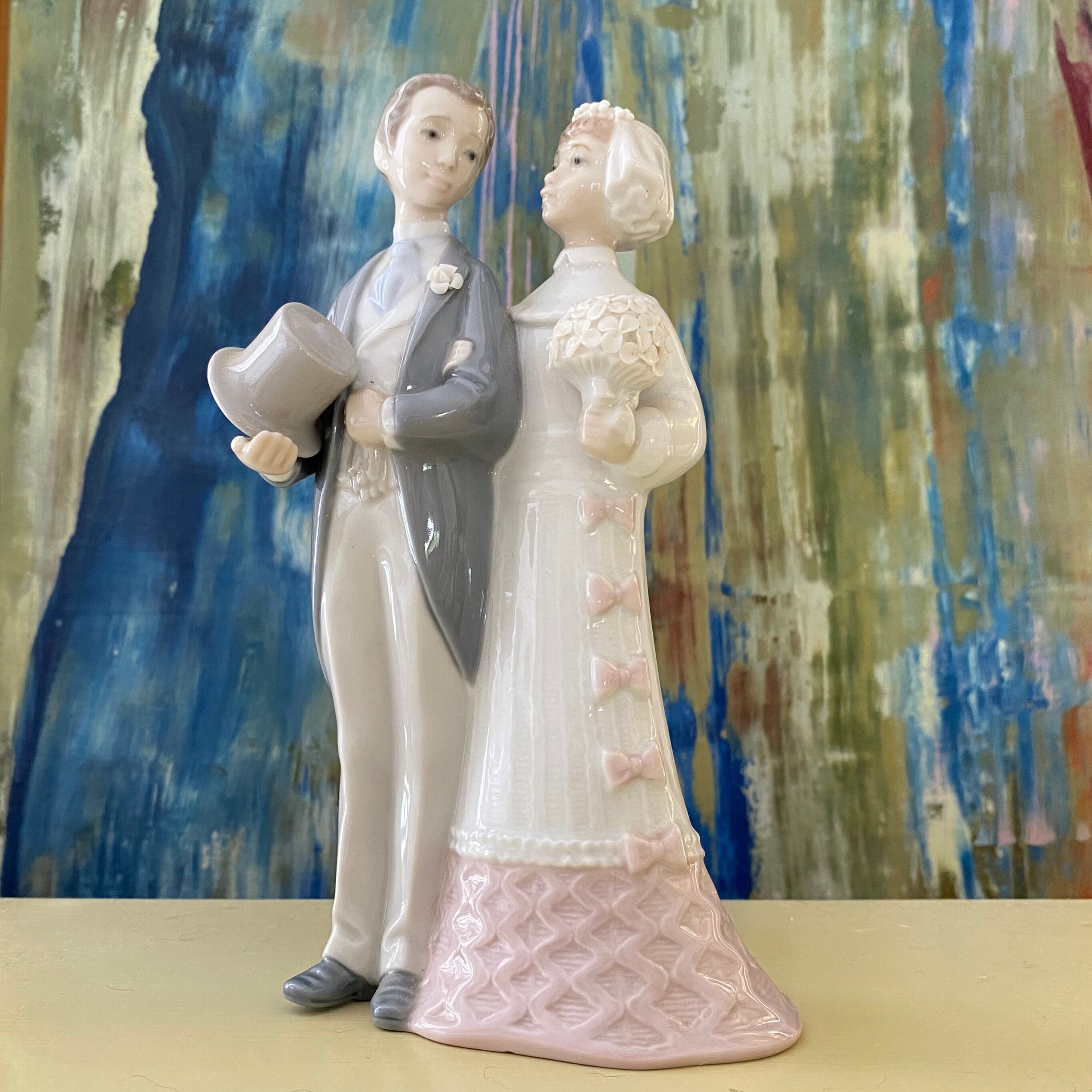 リヤドロ　ウエディング　　4808 絶版品　希少 花嫁と花婿、結婚式のカップル、繊細な 1970 年代に廃盤になった