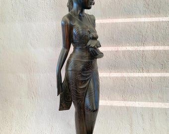 木製女性像彫刻 バリ 手彫り 1m バリ島 木彫り 女性像 置物 民族工芸｜Yahoo!フリマ（旧PayPayフリマ）